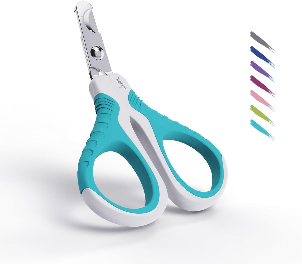 Pet Nail Clippers U07.1, Professional Claw Trimmer, Bended Scissor Special for Cats, Kittens, Dogs, Puppies, Small Animals, White/Pine Green