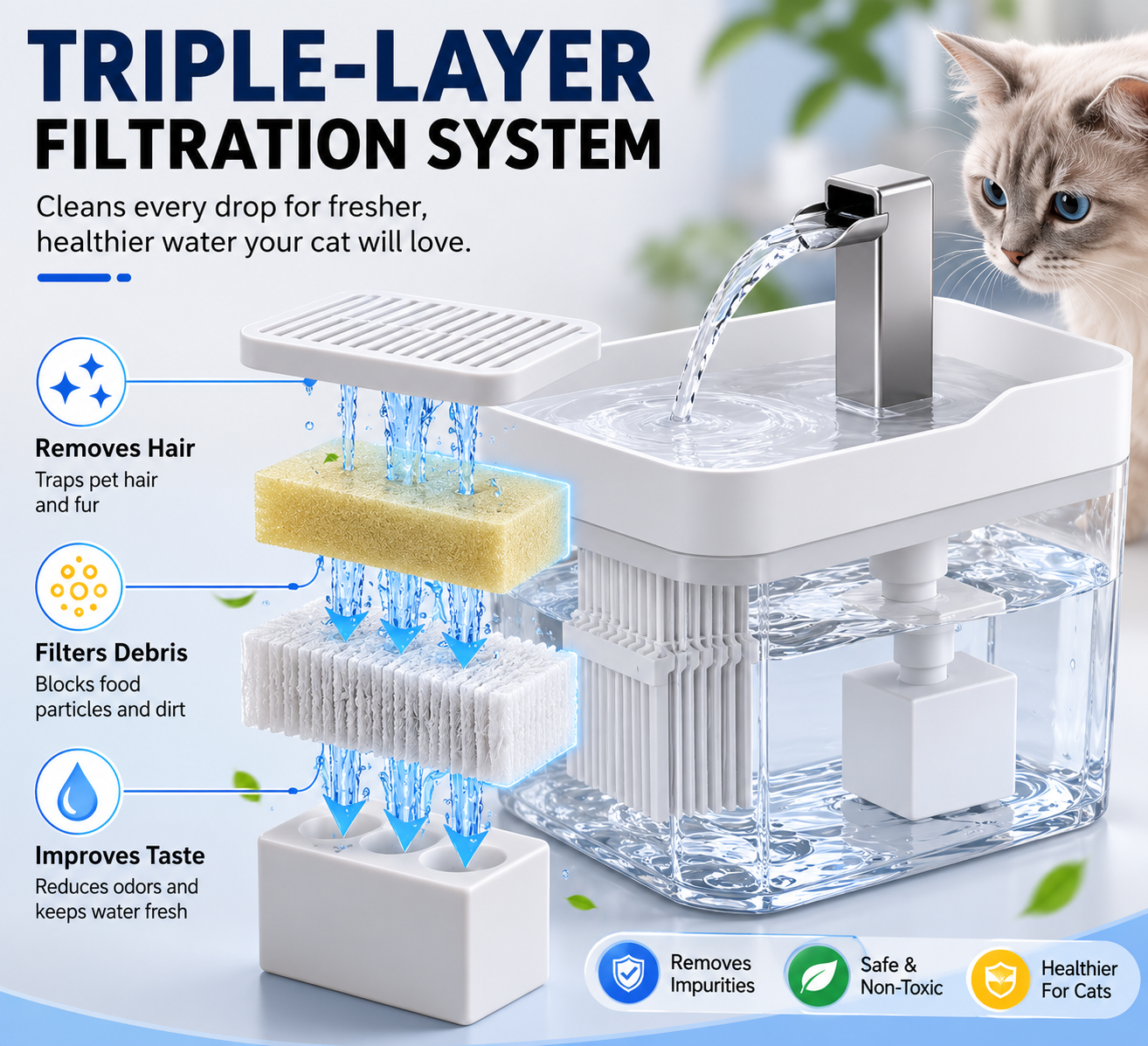 Smart Cat Water Fountain with Filter